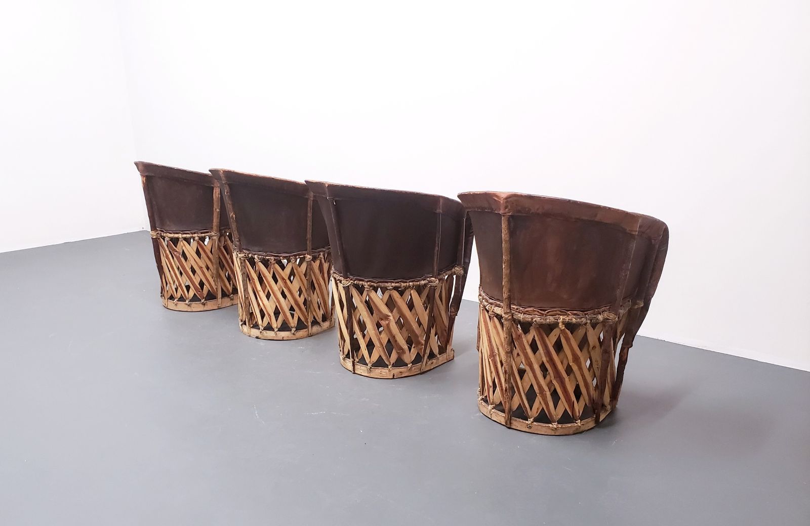 photo furniture Set Of Four   Mexican Equipale Wood And Leather Chairs By Wim Rietveld