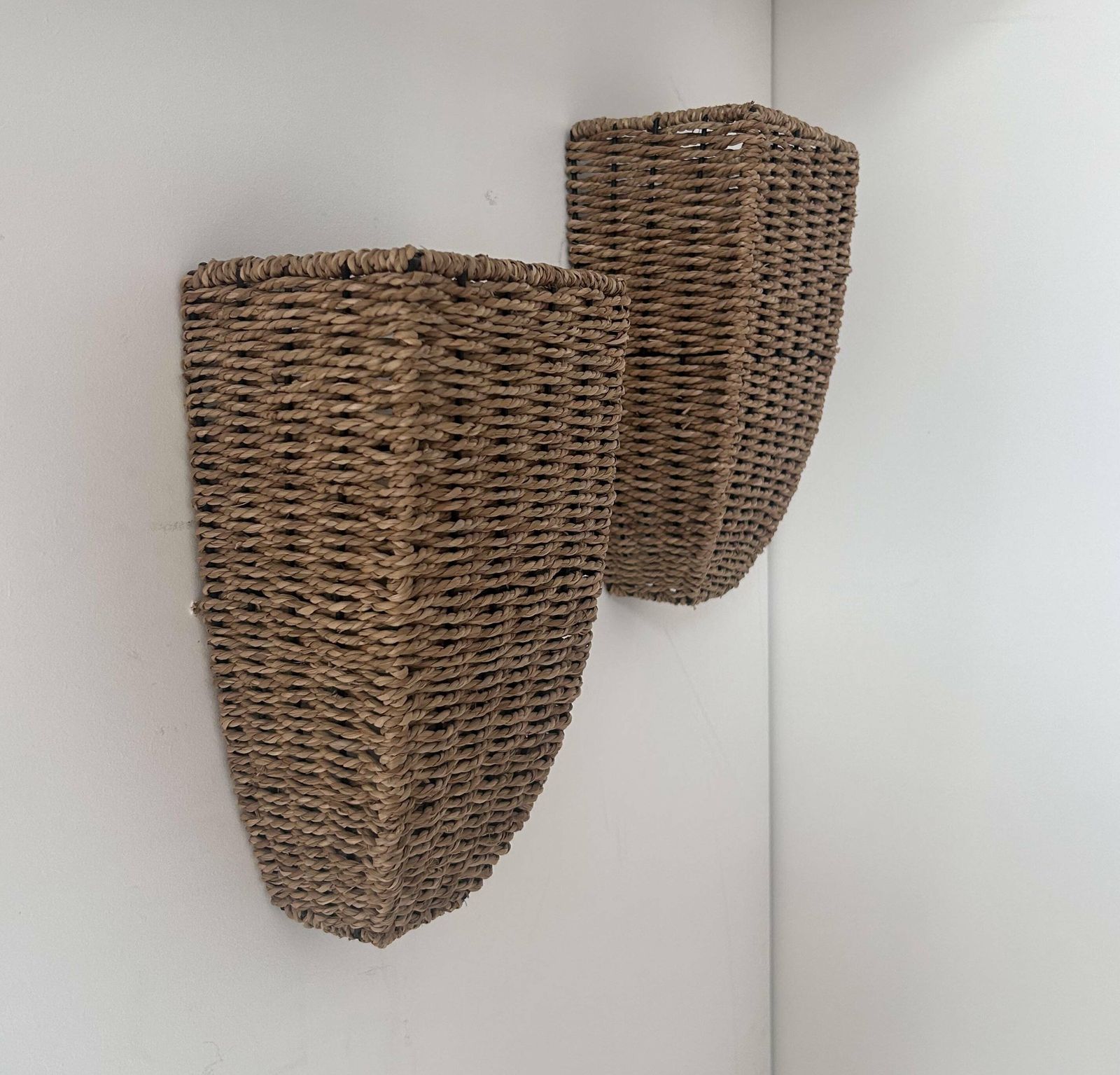 Pair Of Vintage Wall Lights, Woven Rattan, France 1980 photo 205.0