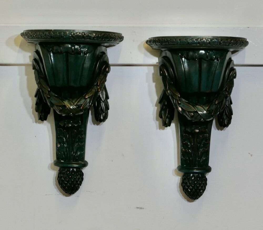 A Pair Of 19th Century Green Wall Brackets photo furniture