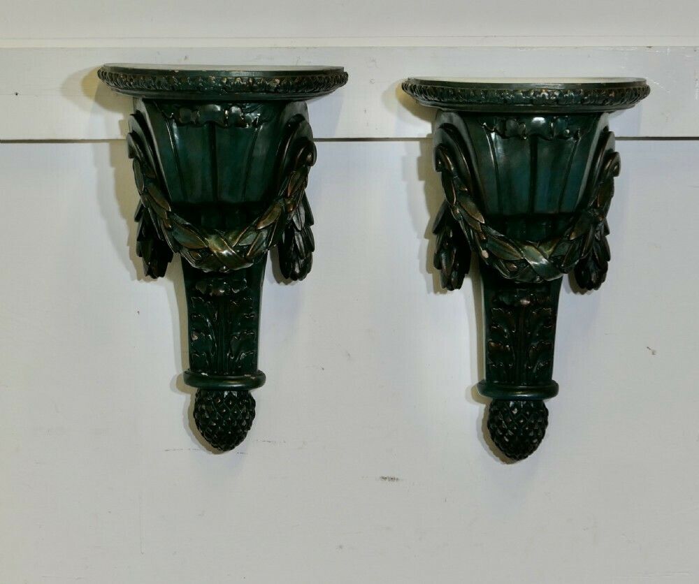 A Pair Of 19th Century Green Wall Brackets photo for sale