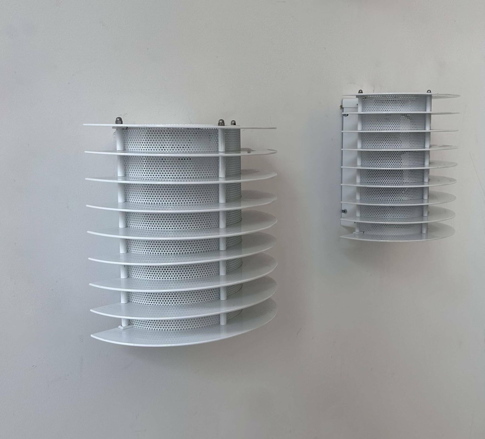 Pair Of Vintage Wall Lights, White Lacquered Metal, Borens, Sweden 1980 photo buy