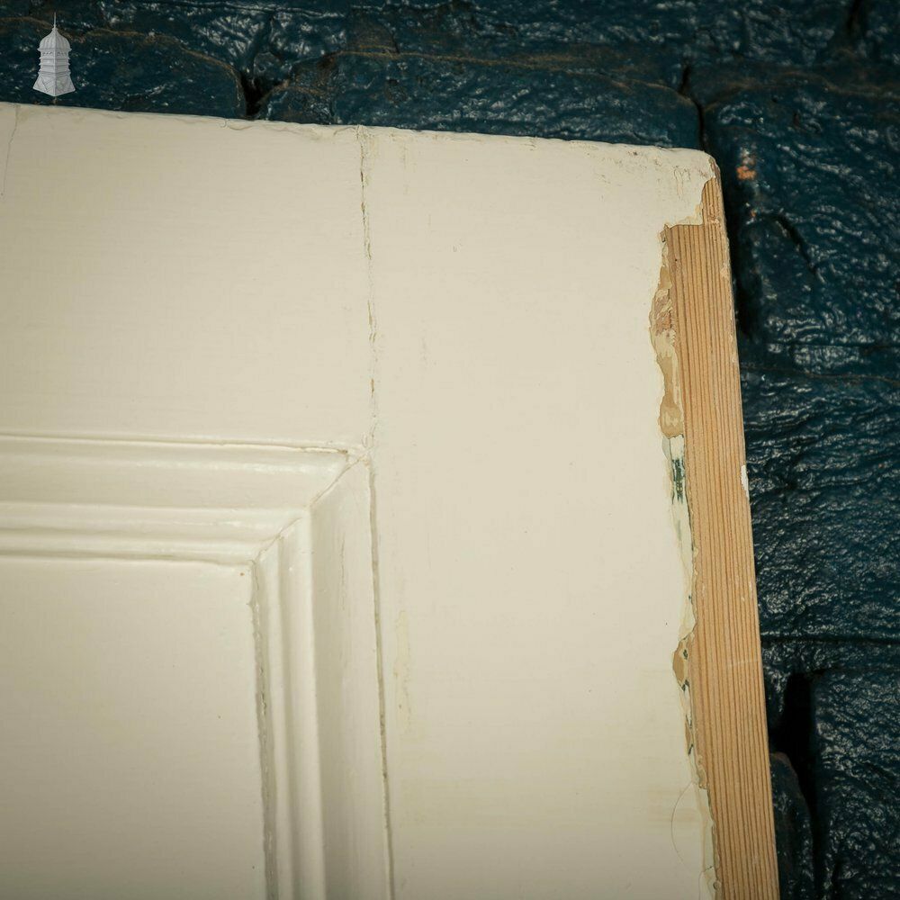 Pitch Pine Paneled Door, 6 Panel White Painted photo vintage