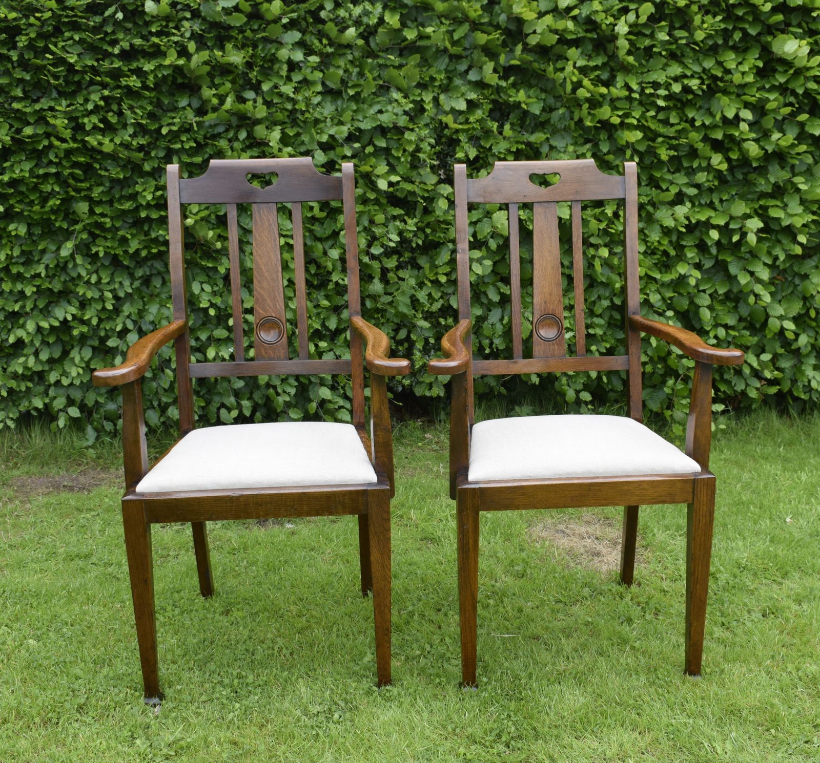 Pair Of Oak Arts & Crafts Armchairs photo buy