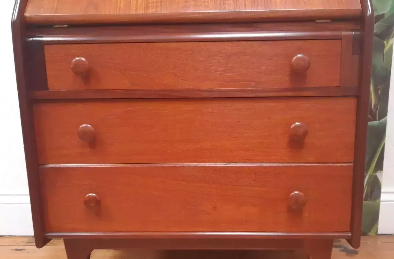 Vintage Mid Century Modern Compact Afromosia Teak Bureau By A. Younger photo for sale