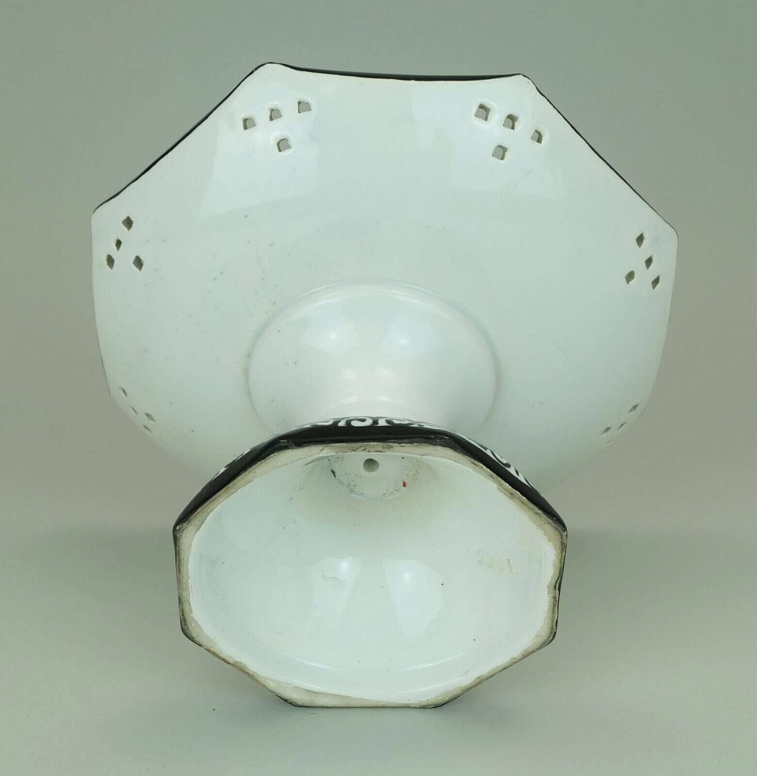 Octagonal Art Deco Bowl Bowl On Feet Schramberg Majolika 1920s Hand Painted Decor photo vintage
