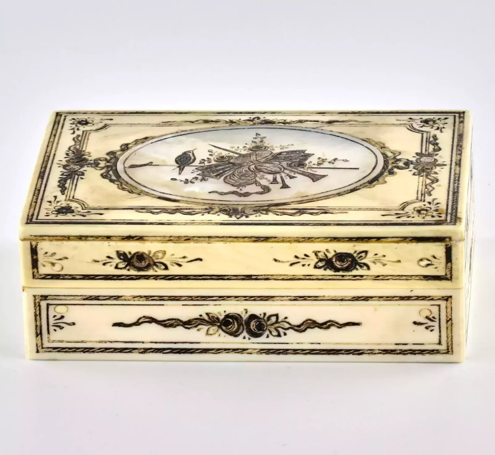 Ivory Box With Mother Of Pearl Inlay. photo for sale