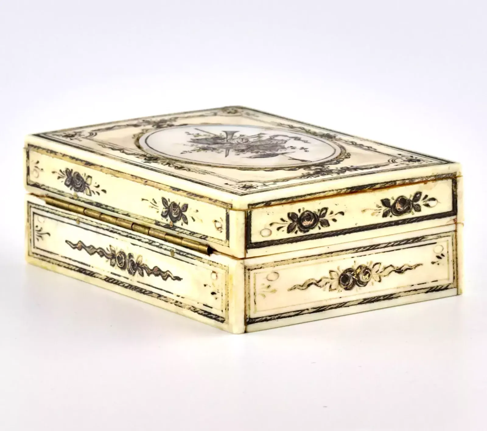 Ivory Box With Mother Of Pearl Inlay.