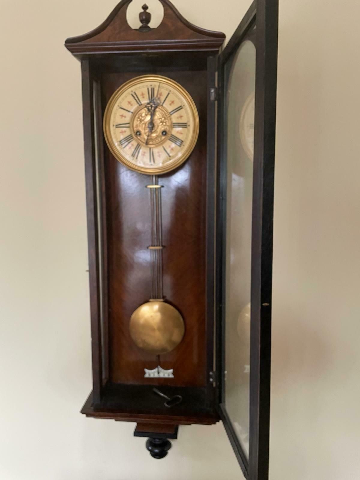 Vienna Wall Clock Art Nouveau Style Enamelled Face/Brass C1905
