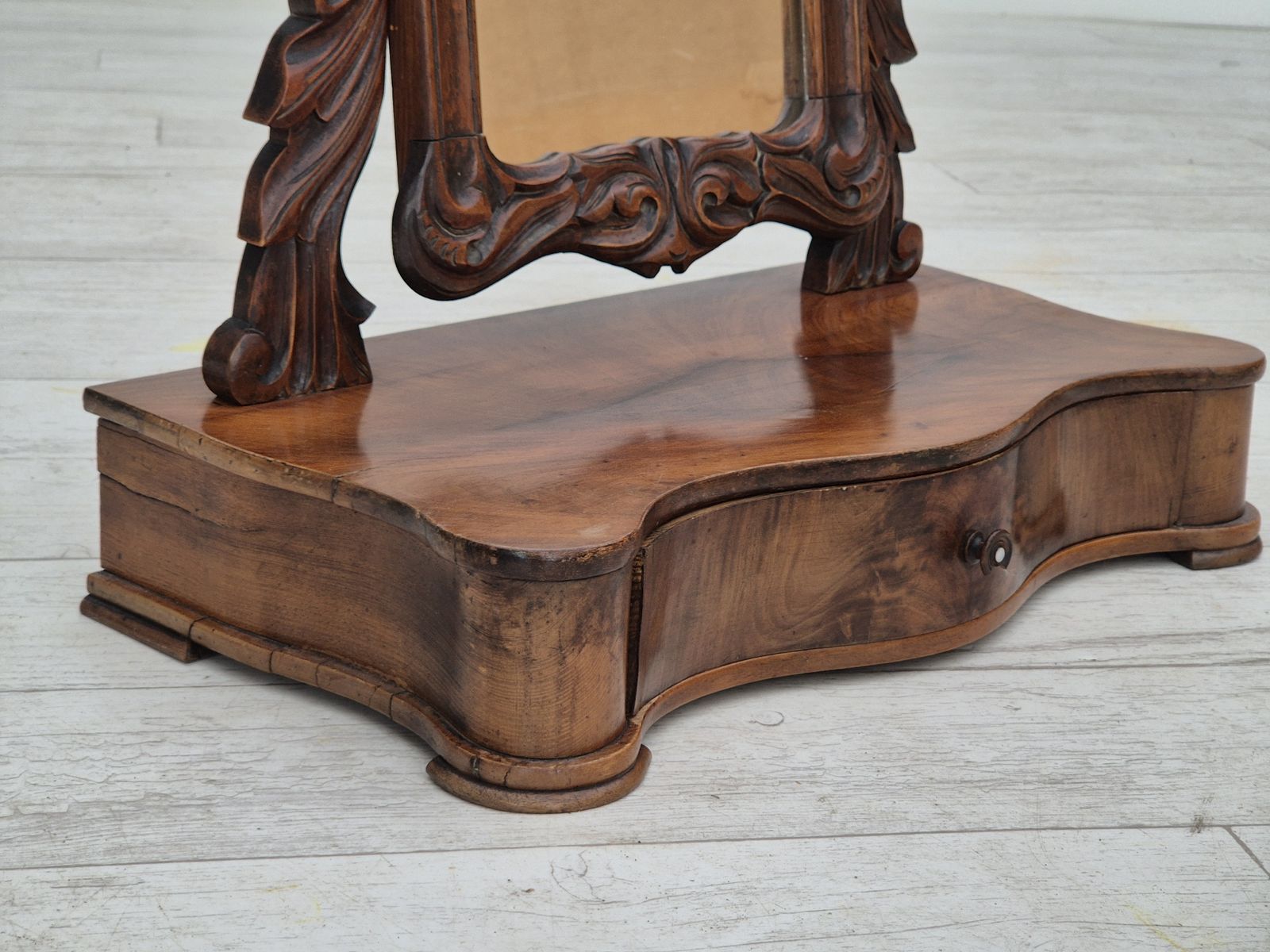 1920s, Danish Vintage Makeup With Jewelry Storage, Cherry Wood. photo for sale