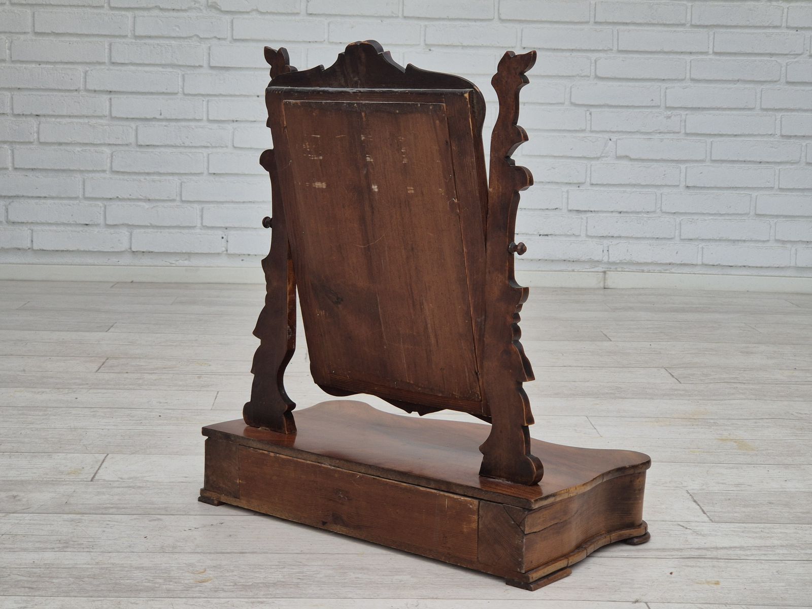 1920s, Danish Vintage Makeup With Jewelry Storage, Cherry Wood. photo vintage