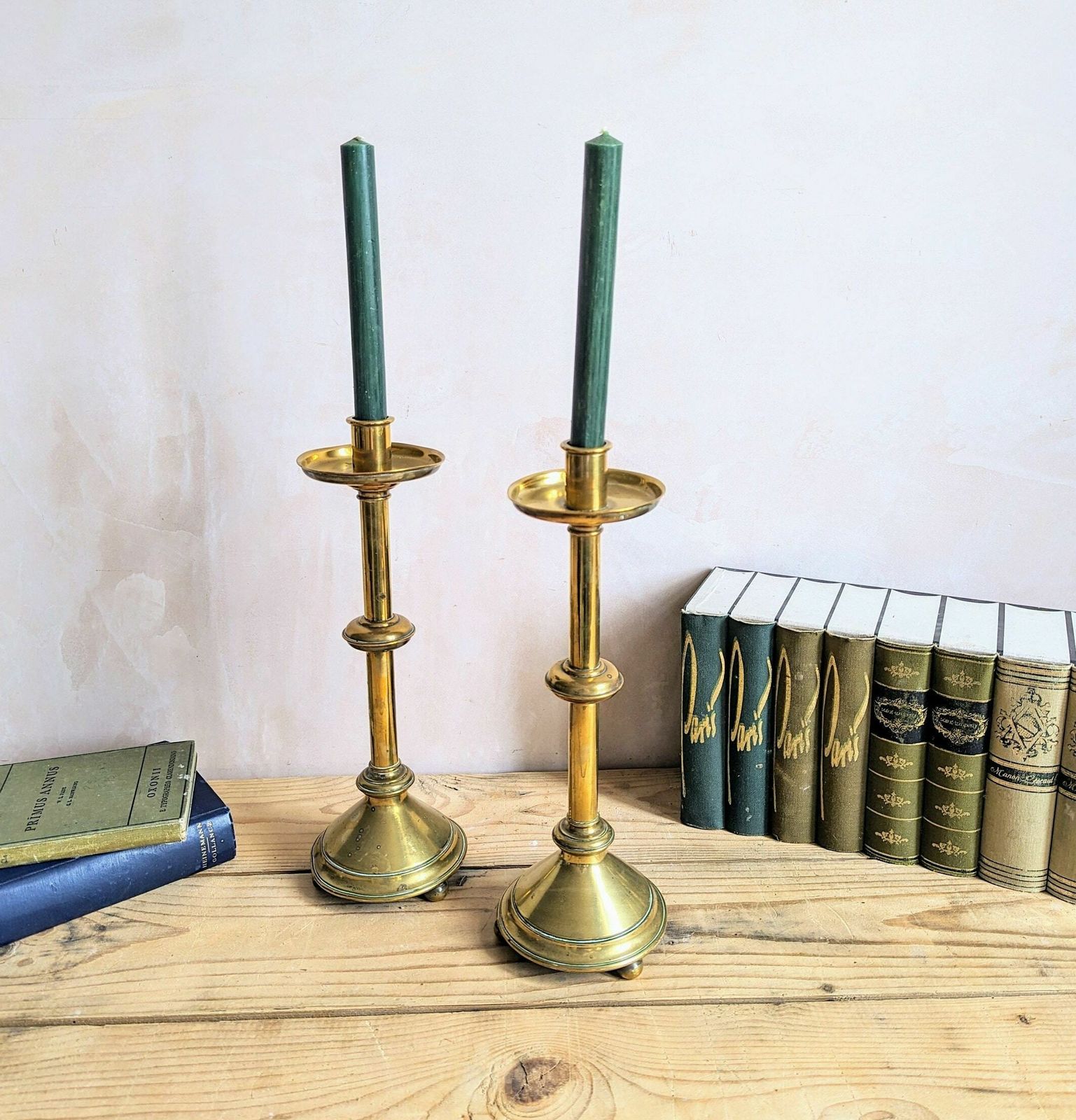 A Large Pair Of French Brass Church Altar Candlesticks   C1890 Ecclesiastical Candlesticks photo Home Decor