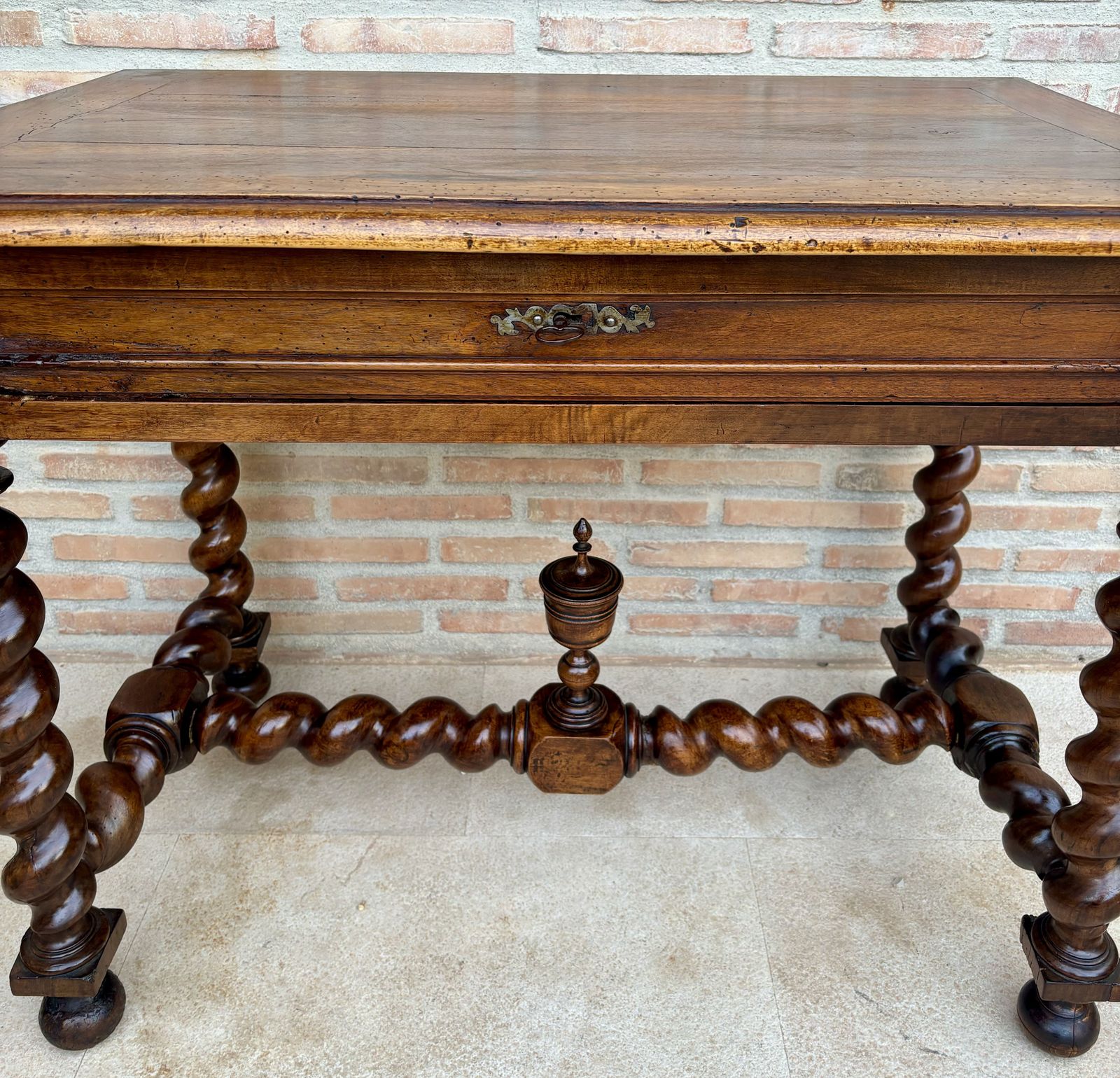 Early 19th Century French Walnut Work Table Or Desk With One Drawer photo vintage