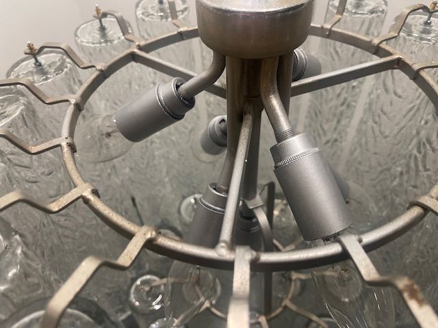 Midcentury Murano Textured Tube Chandelier (1970s) By Venini photo buy