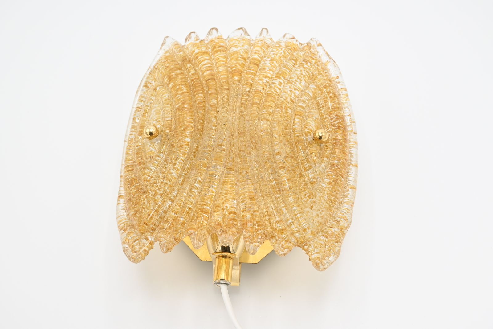 Rare Midcentury Leaf Shaped Glass Wall Lamp By Raf, Sweden 1970s photo vinterior