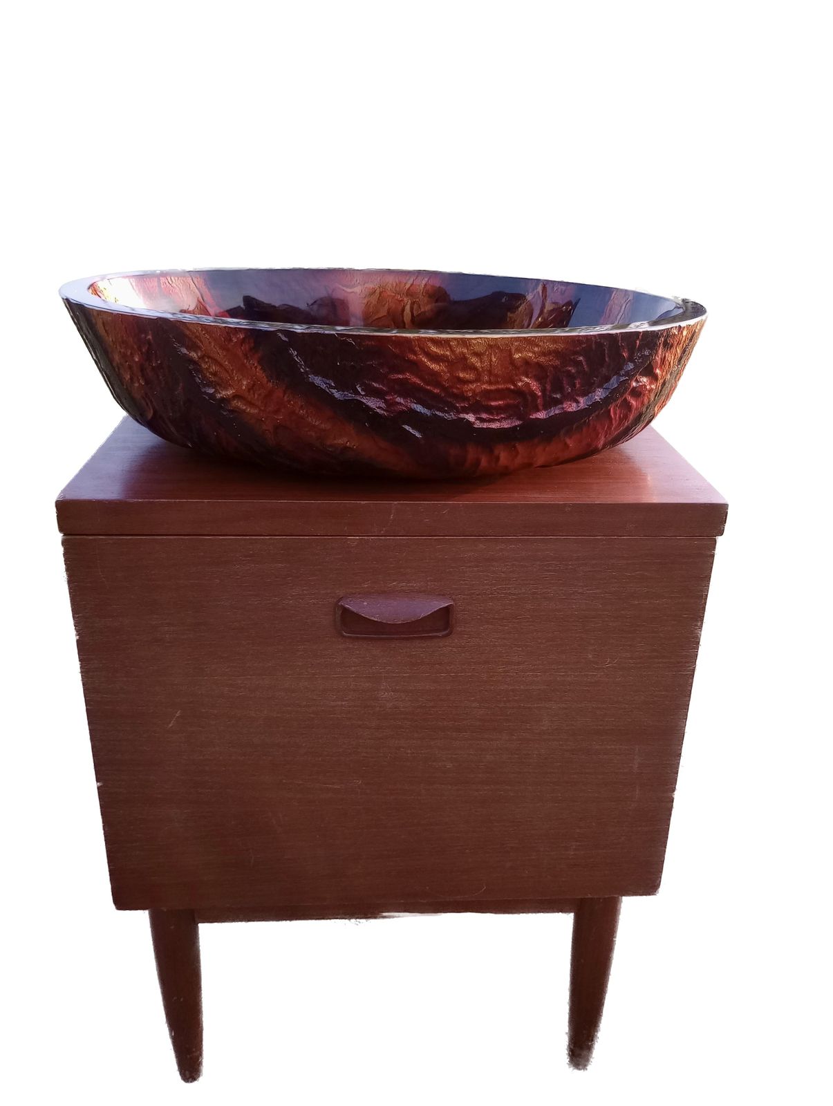 Orange & Black Tempered Glass Countertop Sink Basin photo buy