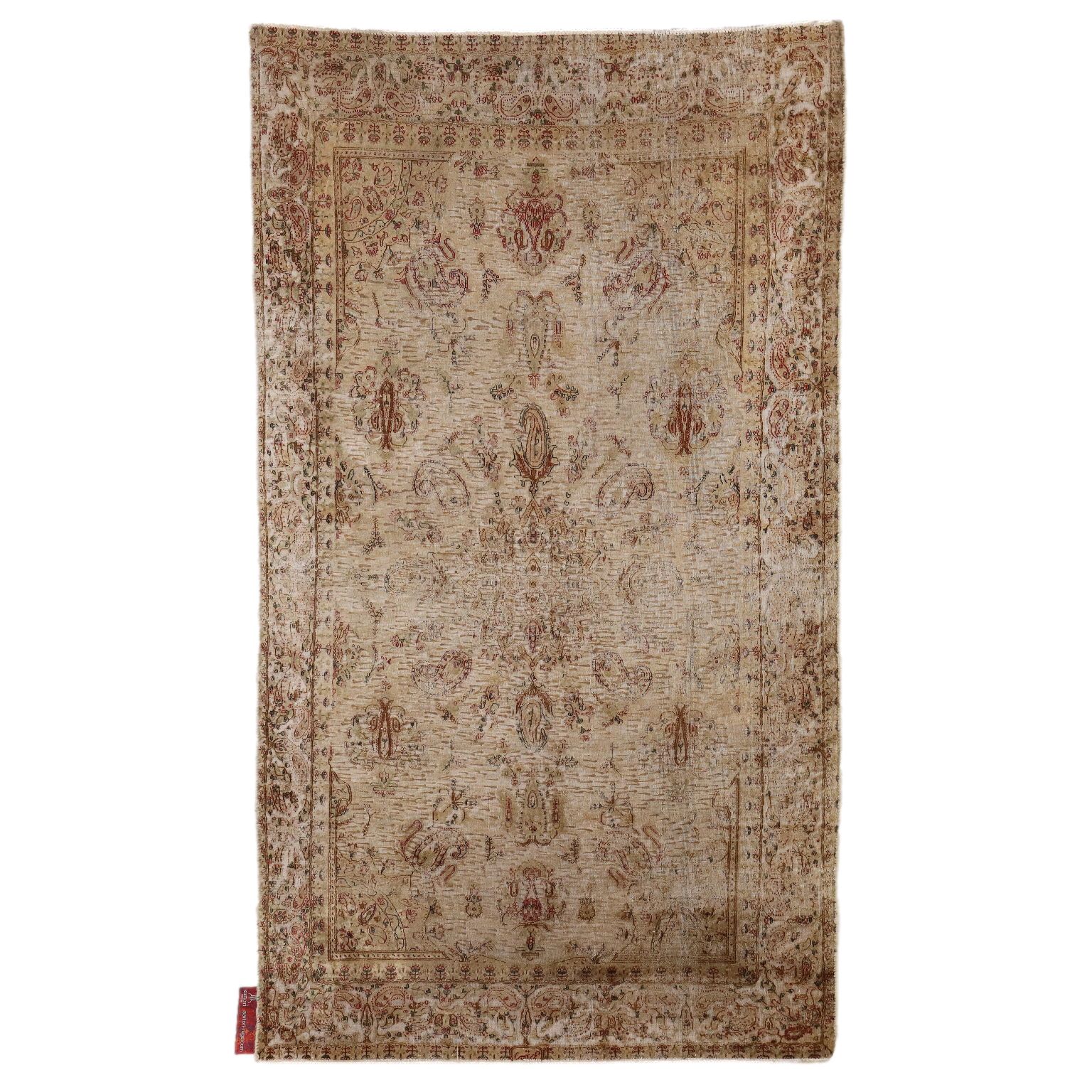 Vintage Carpet Cotton Wool Thin Knot Turkey 94 X 54 In