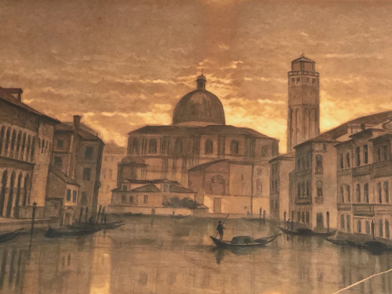 Great View Of Venice. Charcoal. Signed François Stroobant (1819 1916) photo furniture