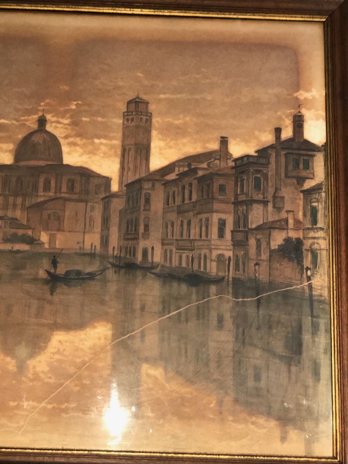Great View Of Venice. Charcoal. Signed François Stroobant (1819 1916) photo vinterior