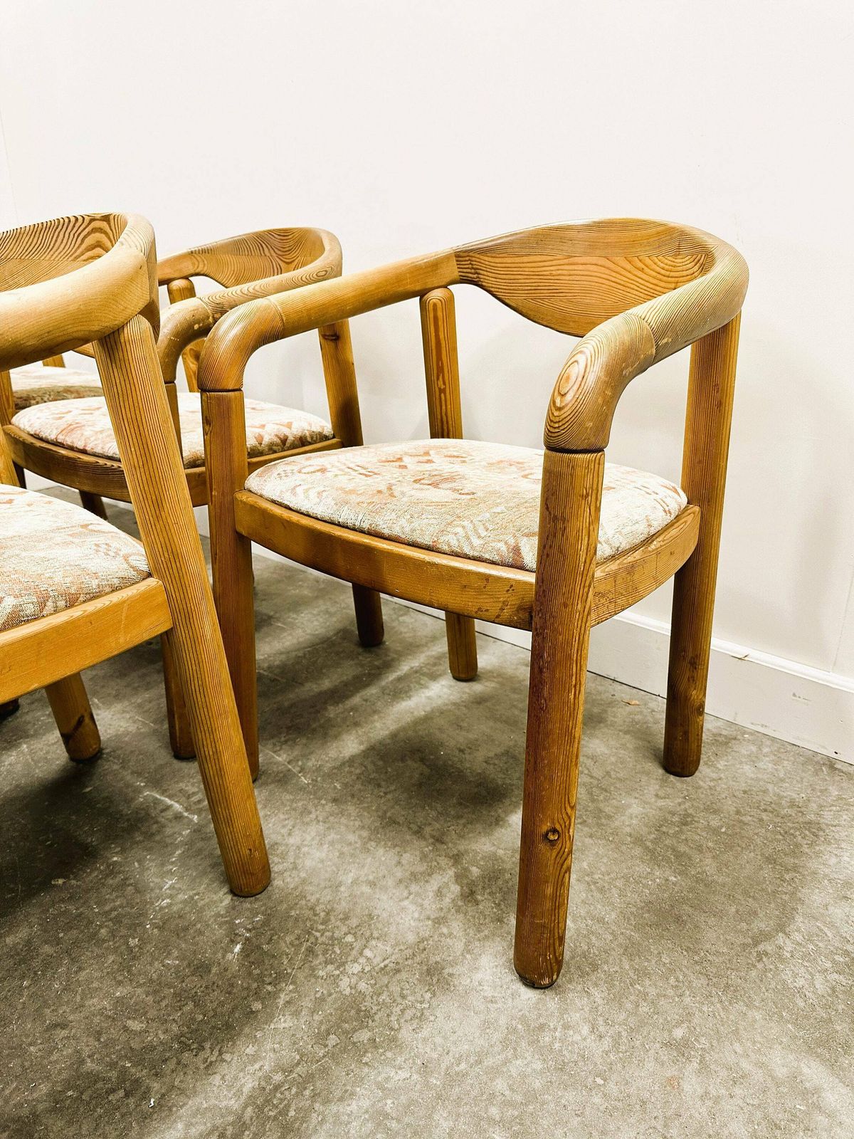 Set Of Six Rainer Daumiller Pine Wood Arm Chairs, 1970s. photo 2625.0