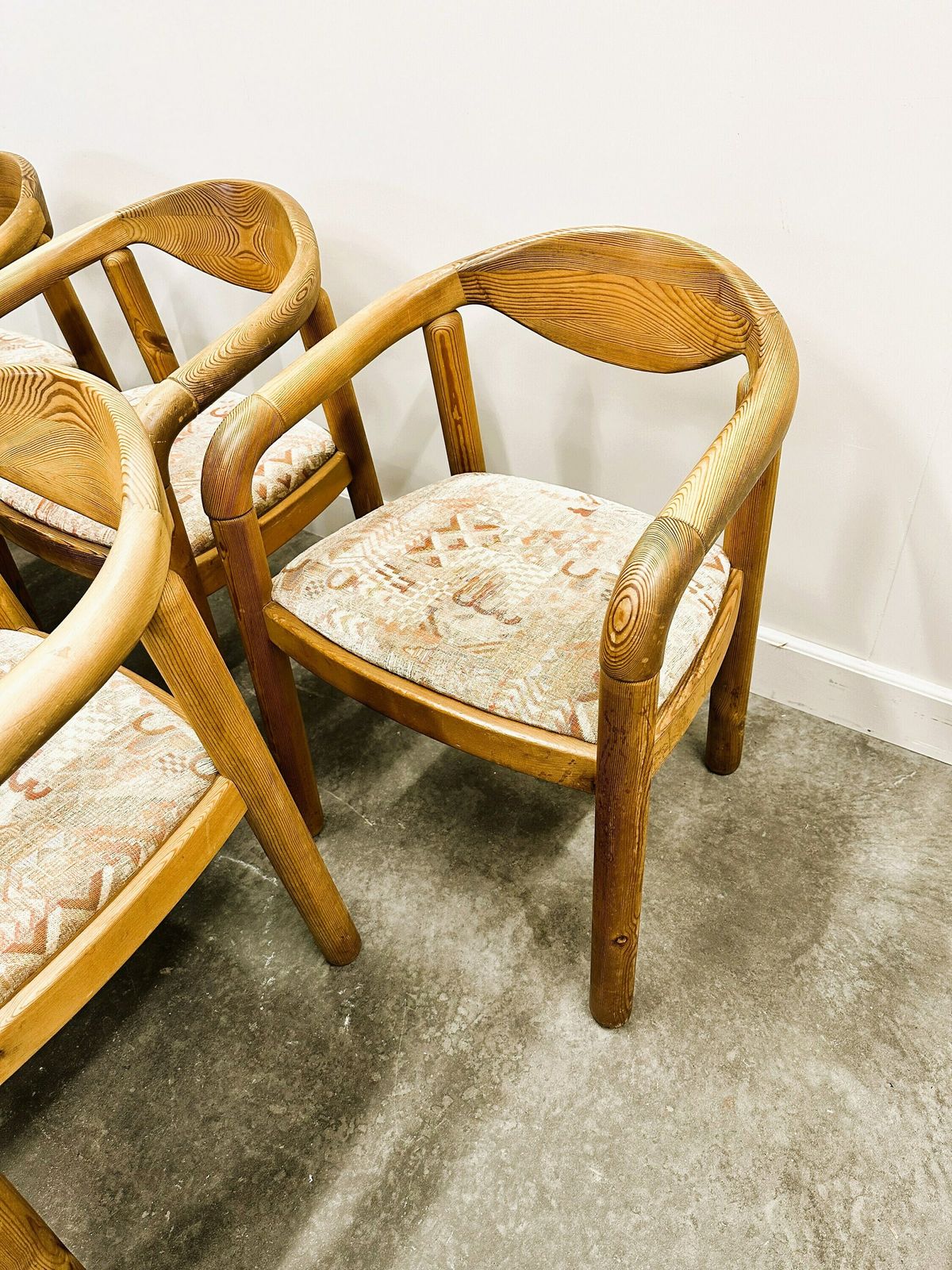 Set Van Zes Rainer Daumiller Grenenhouten Fauteuils, Jaren 1970. photo vinterior