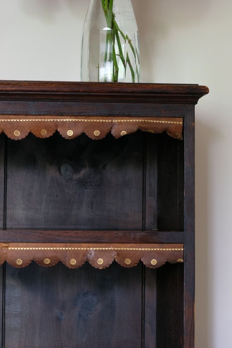 680.0 Edwardian Carved Bookcase With Leather Dust Cover Fringes photo