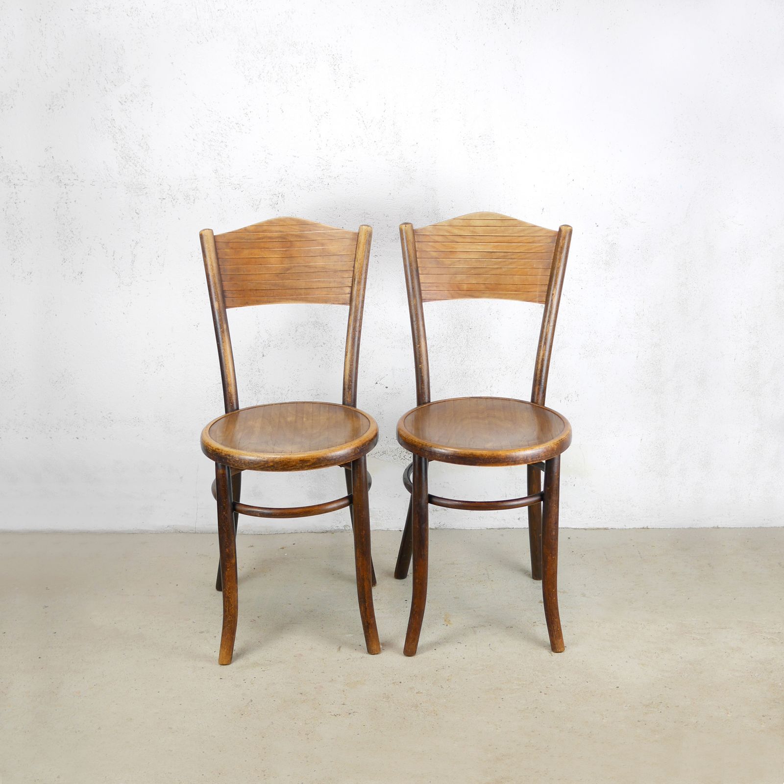 Pair Antique Fischel Bentwood Bistro Chairs 1920s Thonet Vintage photo for sale