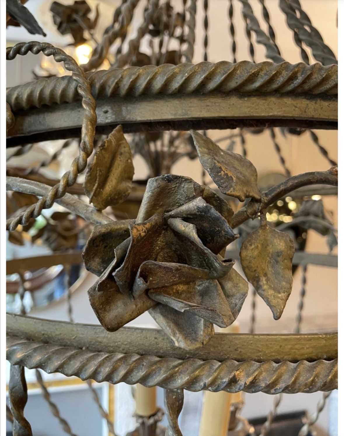 Large Gilt And Wrought Iron Italian Chandelier photo furniture