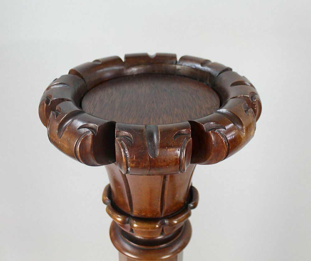photo for sale Early Victorian Carved Mahogany Pedestals, Set Of 2