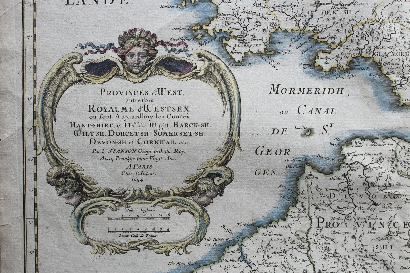 Nicolas Sanson's 1654 Map Of South West England Known As The Kingdom Of Wessex photo furniture