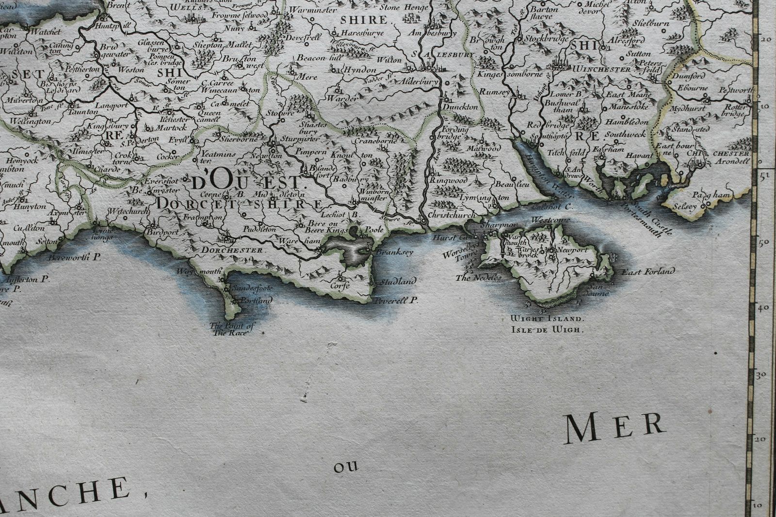 Nicolas Sanson's 1654 Map Of South West England Known As The Kingdom Of Wessex photo for sale
