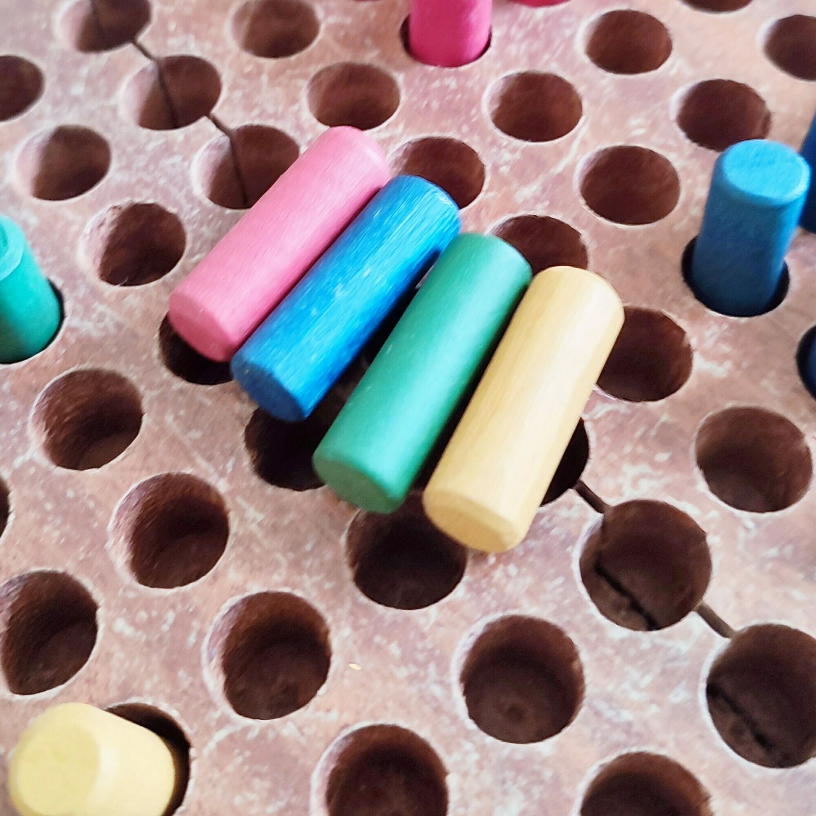 1920's Vintage Board Game   Check Fives   Tsl   Wooden Board & Pegs Classic Parlour Family Game   5 In A Row, Noughts N Crosses, Spoil Five photo vinterior