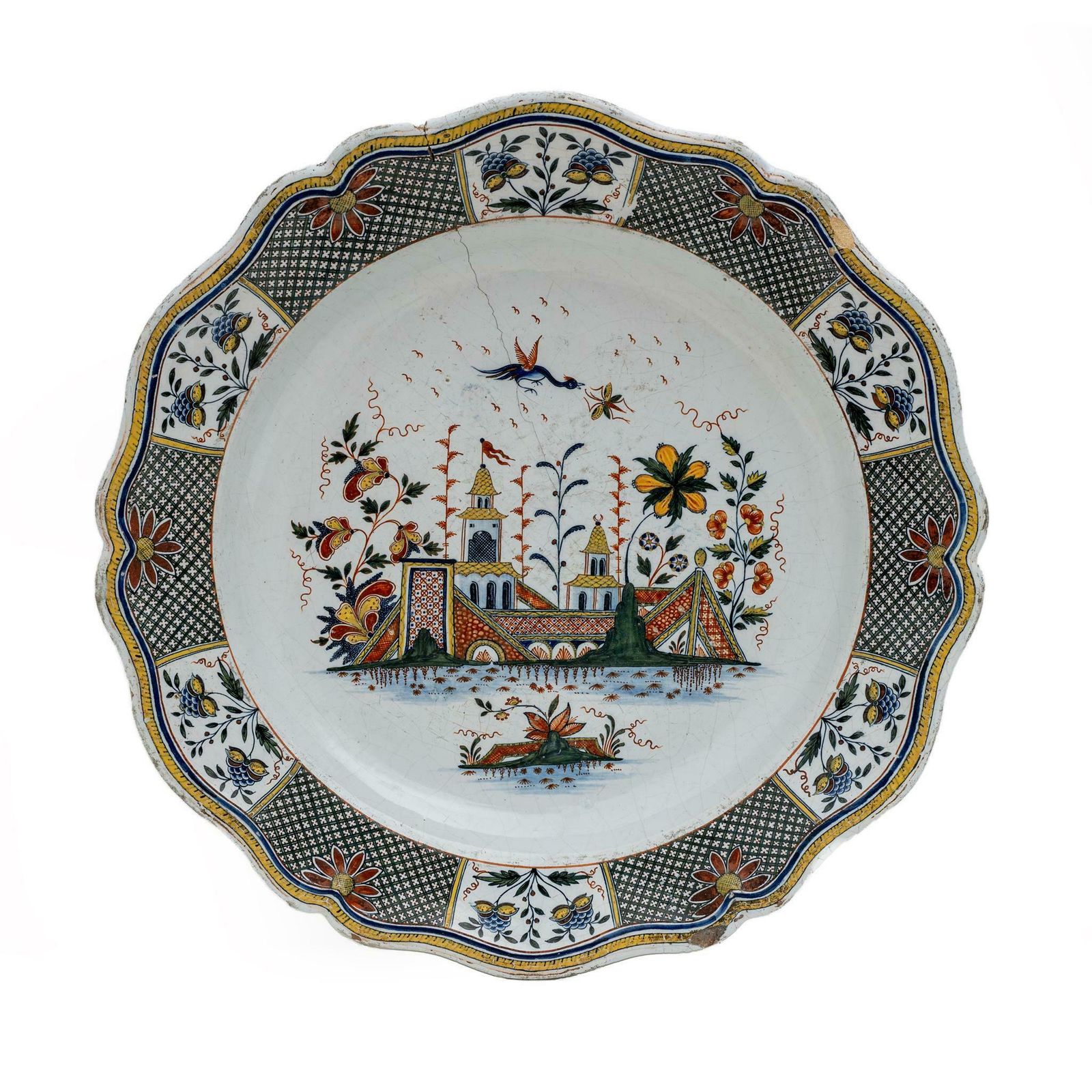 Large Majolica Dish France Rouen Manufactory Of Jean Baptiste Guillibaud, 1730 photo furniture