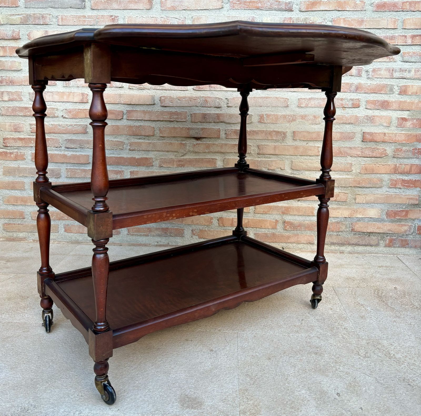 Mid 20th Century Serving Trolley With Wheels, Wings And 2 Shelves With Removable Handle, 1940´S photo furniture