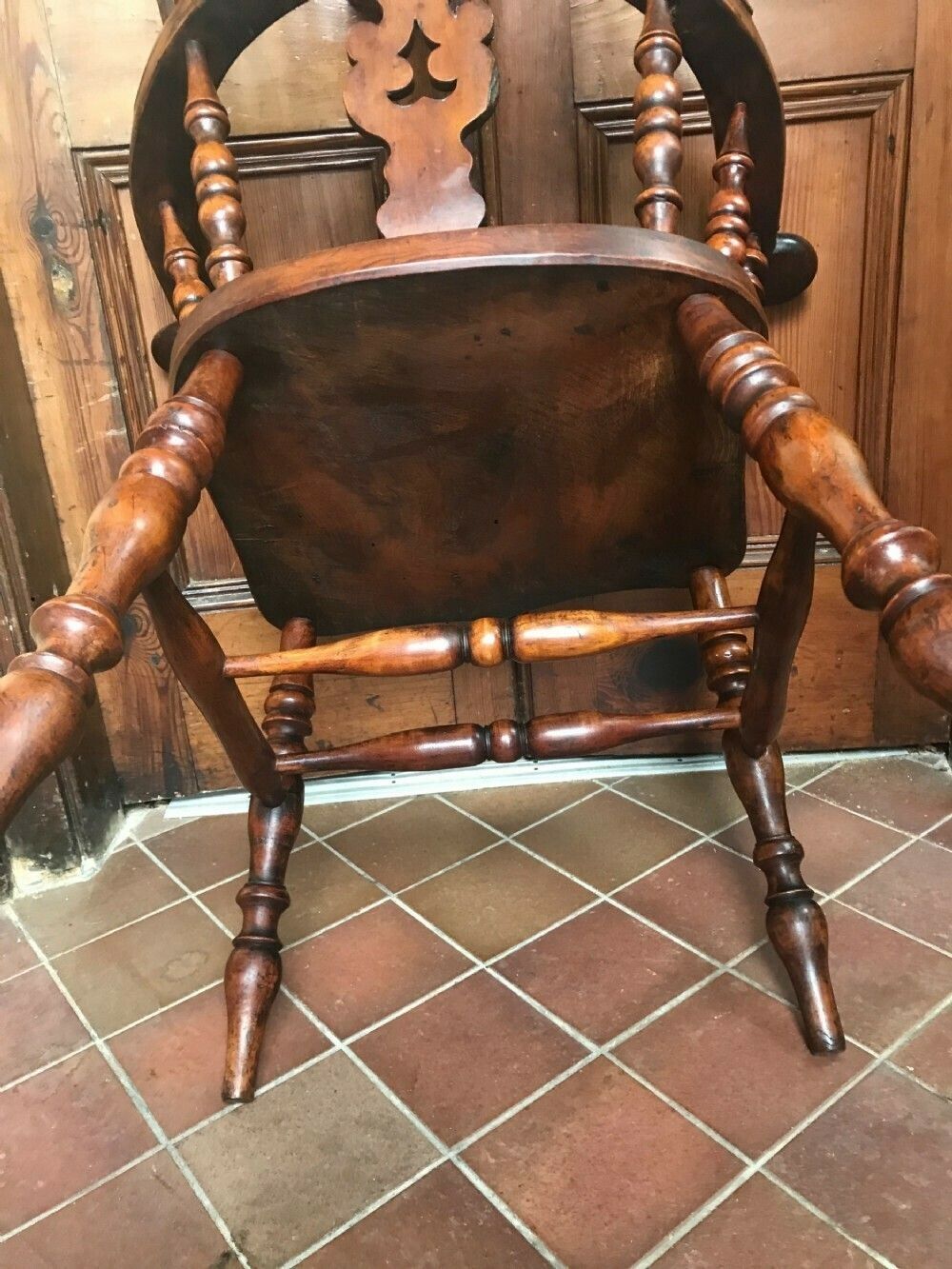 photo for sale 1880s Windsor Yew Broad Arm Chair