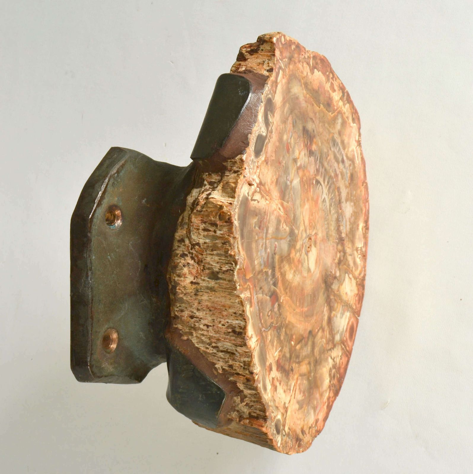 Architectural Push Pull Door Handle In Petrified Wood And Bronze photo vinterior