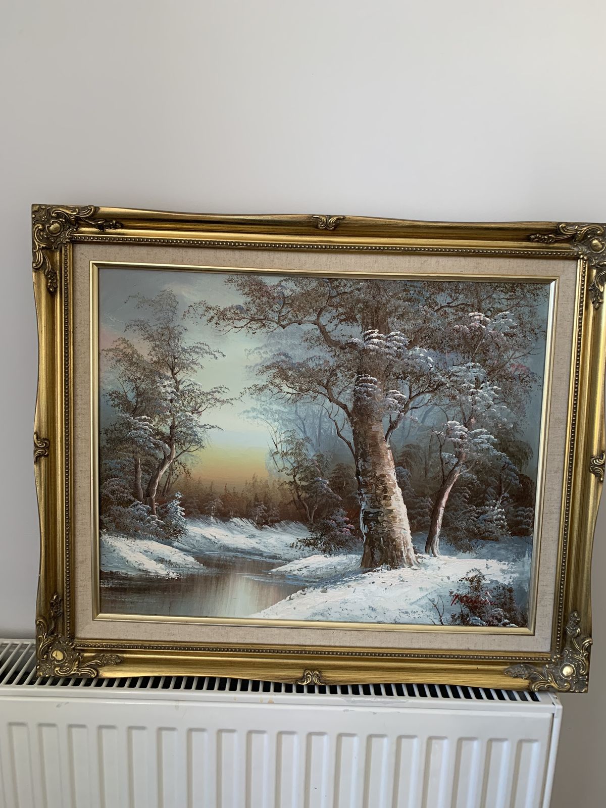 Painting Of Trees In Winter. Beautiful Piece Which Would Brighten Up Any Room. photo for sale