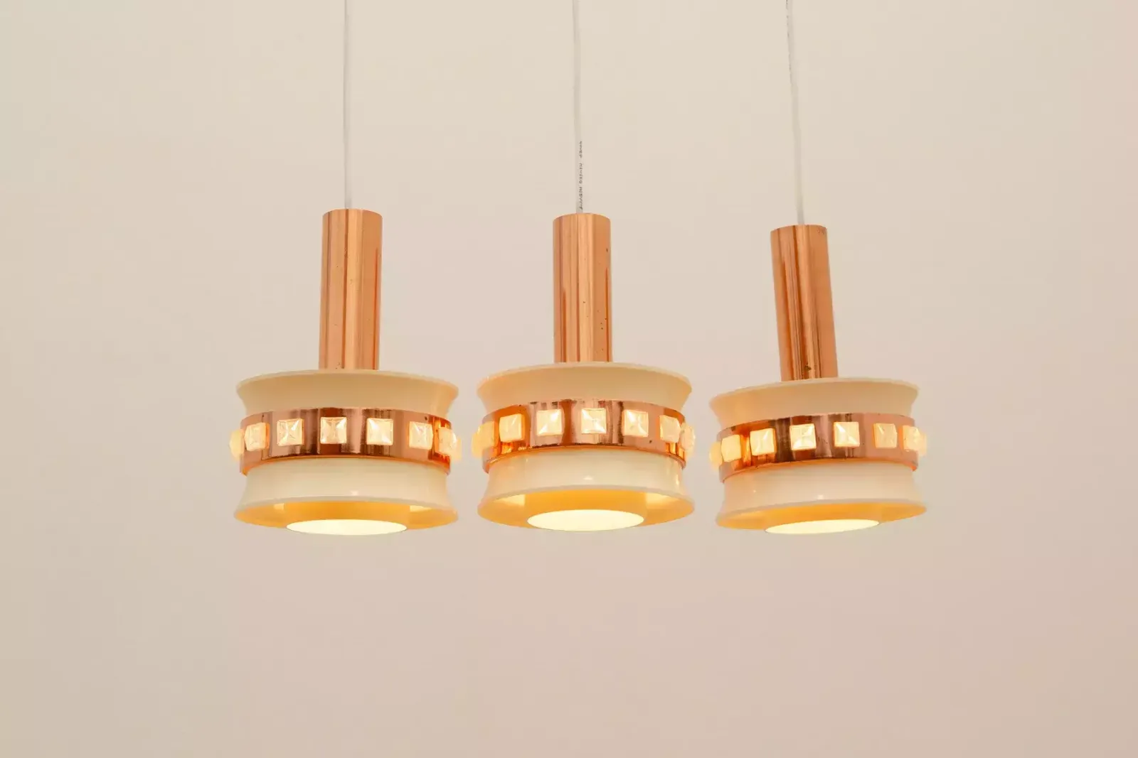 photo for sale Vintage Hanging Lamp With Two Cut Glass Lampshades, Kamenický šenov, 1970´S