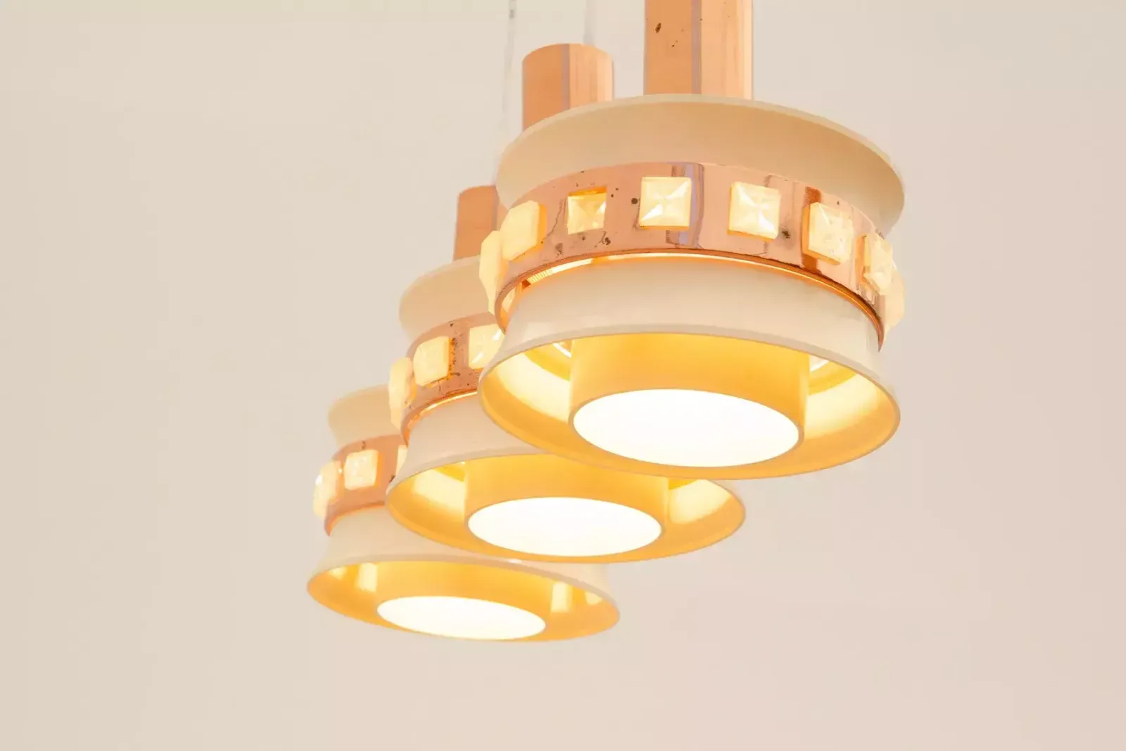 photo vinterior Vintage Hanging Lamp With Two Cut Glass Lampshades, Kamenický šenov, 1970´S