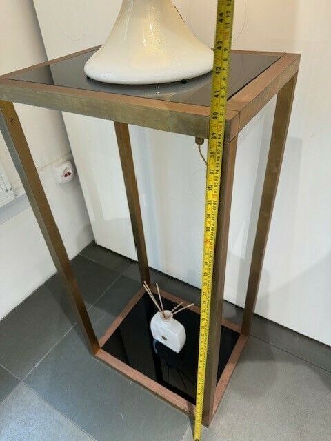 Pair Of Italian Brass And Glass Stands photo for sale