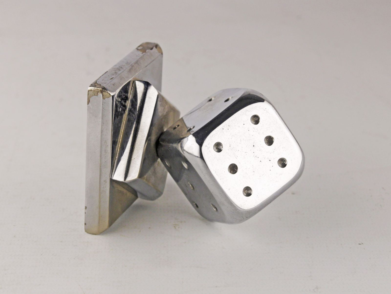 Art Déco Fench Polished Silvered Bronze Balancing Dice Paperweight By Edgar Brandt photo buy