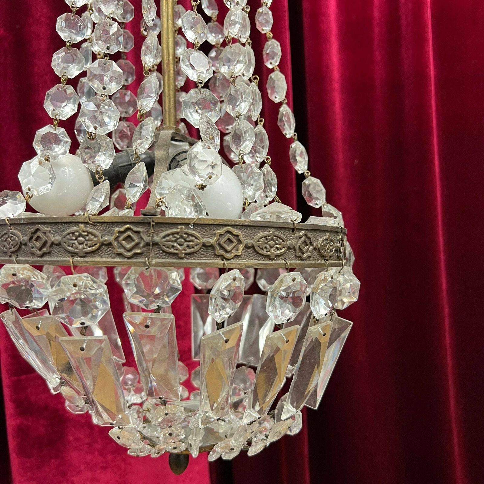 Antique Crystal Empire Chandelier, French Light Fixture, Bronze Chandelier photo Lighting