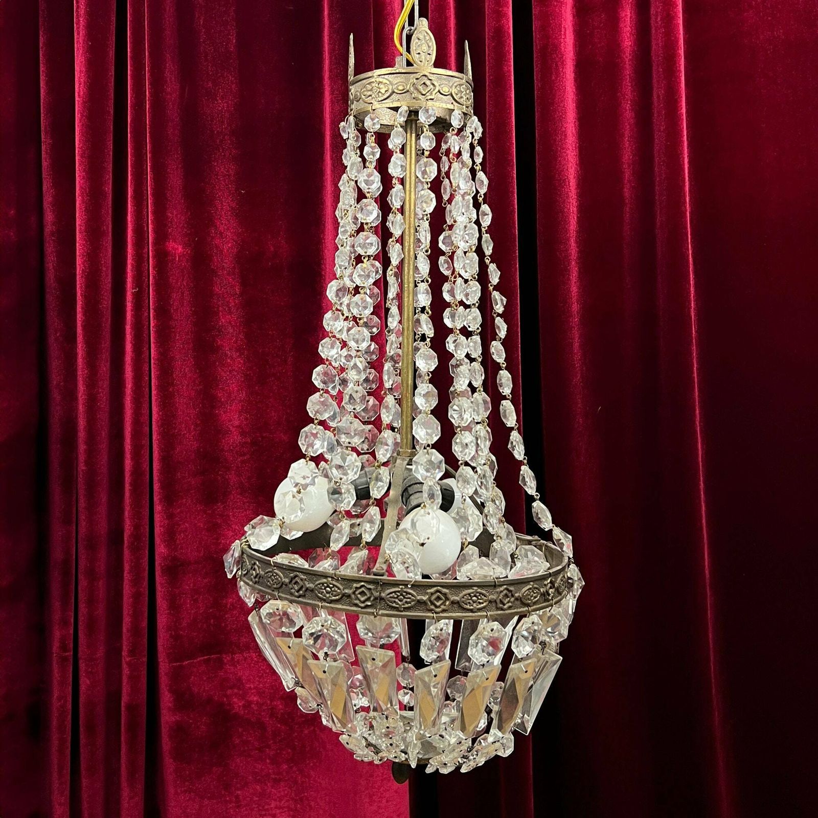 Antique Crystal Empire Chandelier, French Light Fixture, Bronze Chandelier photo vinterior