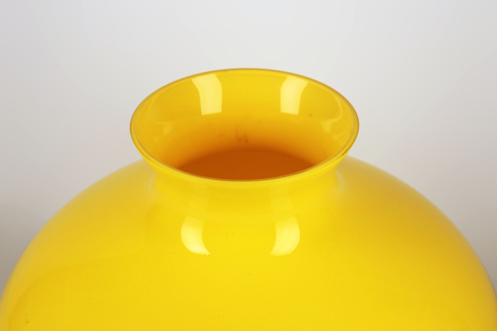 Late 20th Century Danish Bulbous Polished Glass Yellow Vase Of Scandinavian Design photo for sale