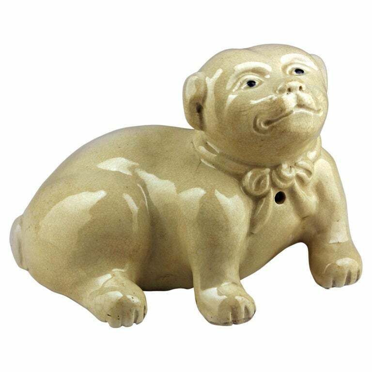 Late 18th Century/Edo Meiji Period Japanese Glazed Porcelain Sculpture Of A Dog