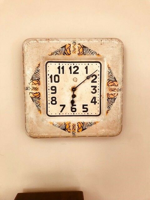 A Rare Circa 1940s Metal Wall Clock By Manufacture Francaise St Etienne France photo vinterior