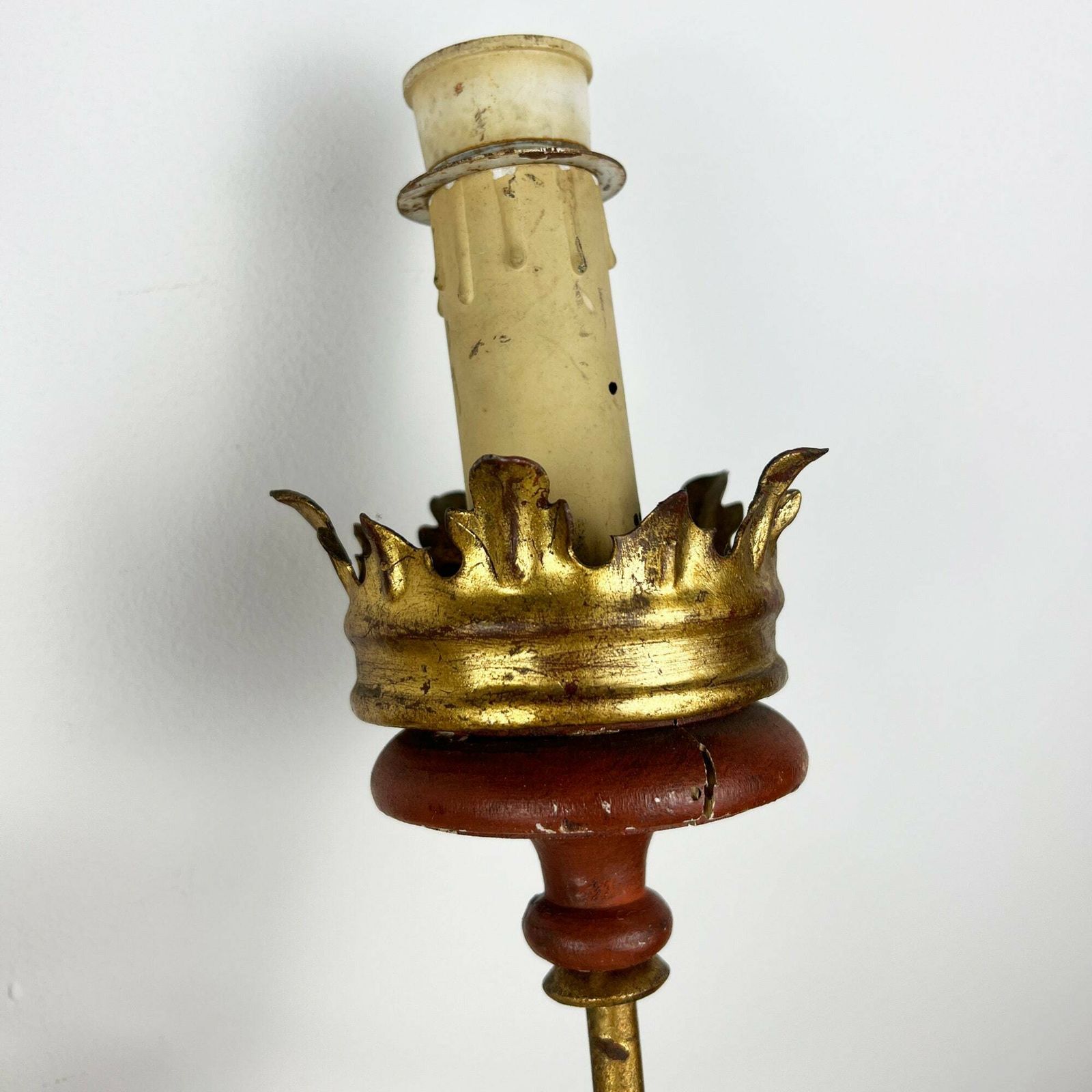 Antique Tole Sconce, Large Italian Gilt Tole Wall Lamp, Florentine Wall Sconce photo 347.0