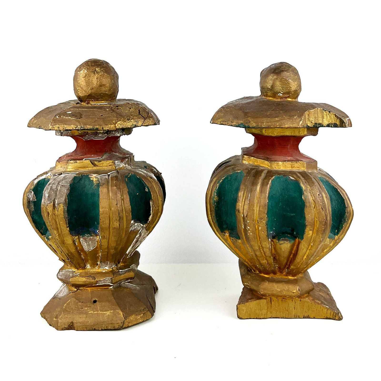 Antique Salvaged Wood Bookends, Old Church Fragments, Antique Salvage Decor, Gilt Carved Wood Piece