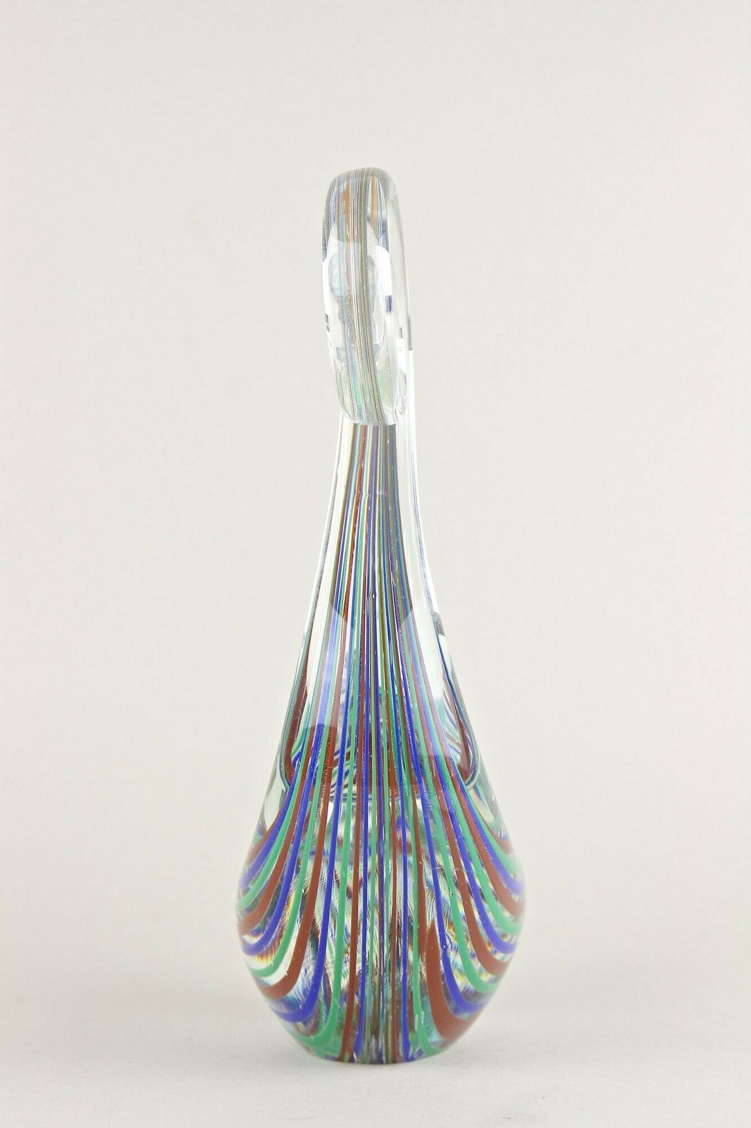 Striped Murano Glass Bird Sculpture, Mid Century Murano Glass Art, It Ca. 1970 photo 340.0