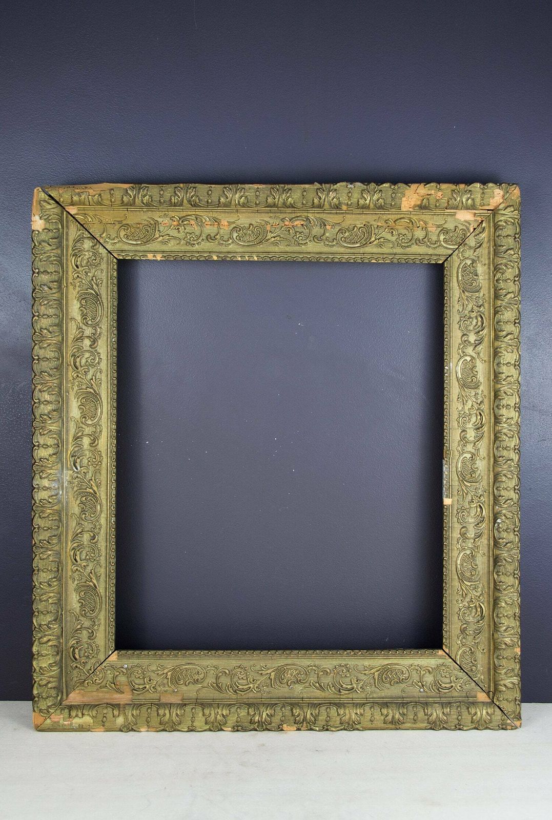 Antique Wood Frame, Distressed Frame, Aged Gold Frame, Ornate Gesso Frame, Empty Frame, French Home Decor, Carved Wood Frame photo furniture
