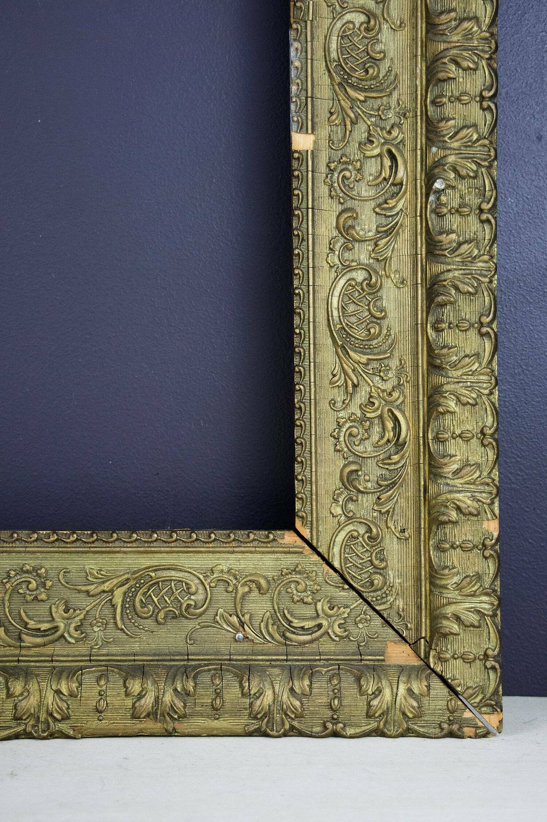 Antique Wood Frame, Distressed Frame, Aged Gold Frame, Ornate Gesso Frame, Empty Frame, French Home Decor, Carved Wood Frame photo vinterior